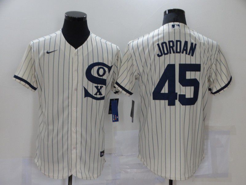 Men Chicago White Sox #45 Jordan Cream stripe Dream version Elite Nike 2021 MLB Jerseys